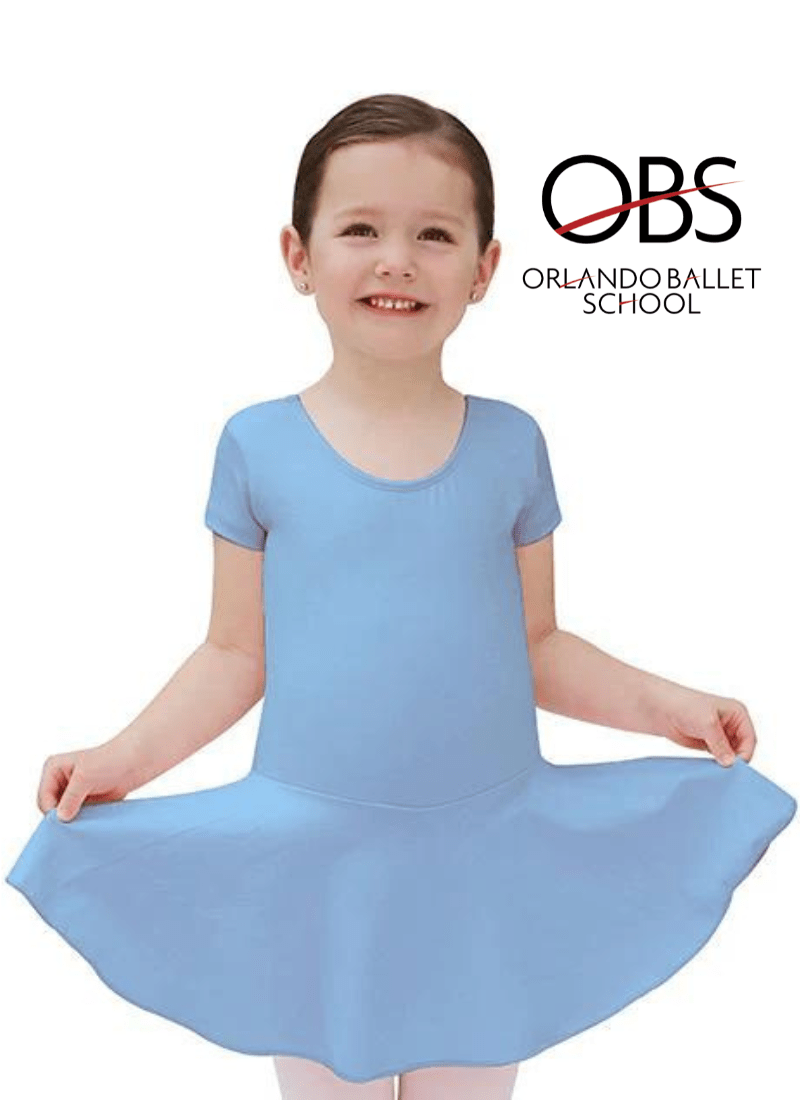 Orlando Ballet Primary A&B Light Blue Short Sleeve Dance Dress with Logo Orlando Ballet Primary A&B Light Blue Short Sleeve Dance Dress with Logo