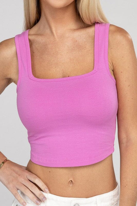 Cotton Square Neck Cropped Cami Top - Online Exclusive