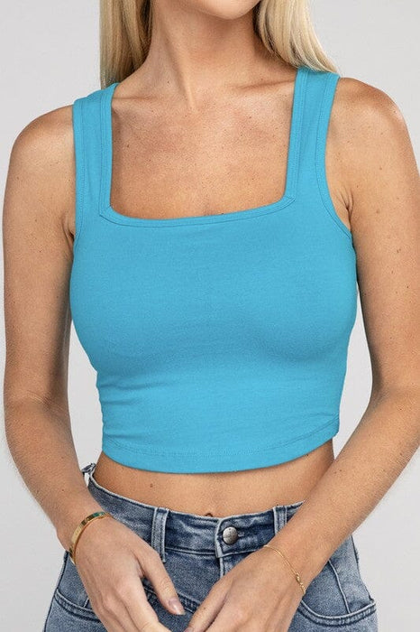 Cotton Square Neck Cropped Cami Top - Online Exclusive
