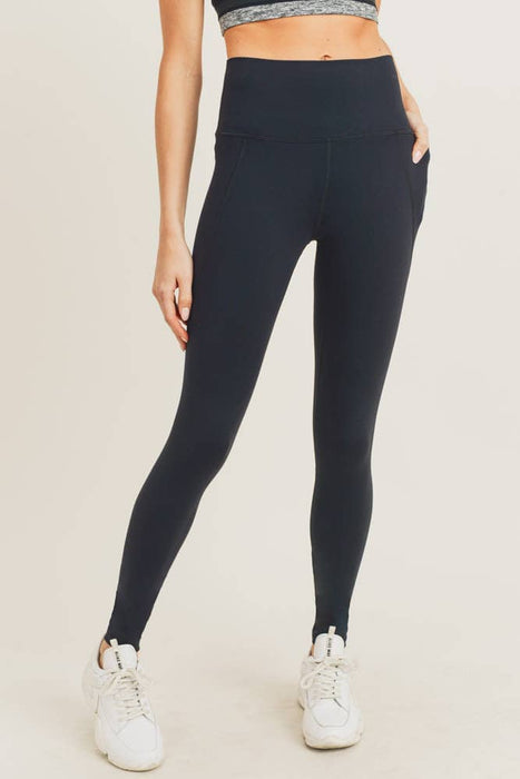 Mono B Tapered Band Essential Solid Highwaist Leggings - Closeout