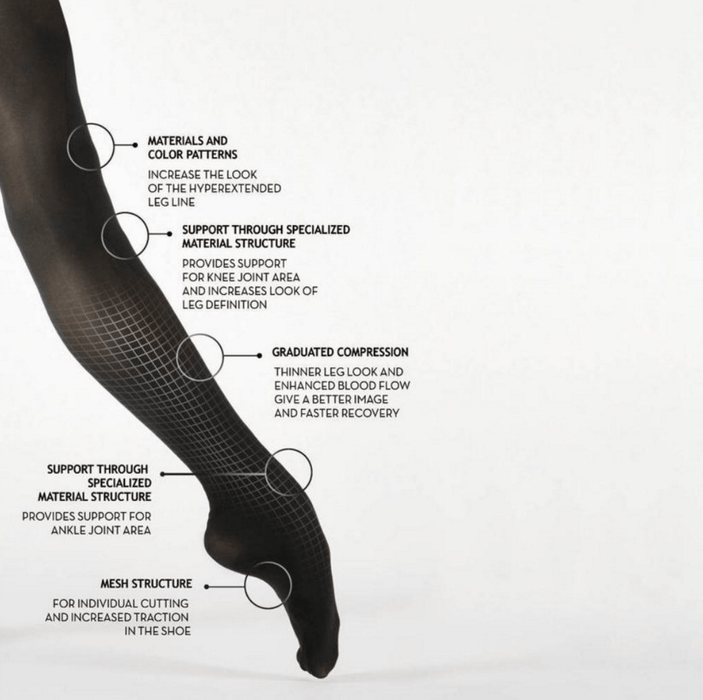 Z1 REHEARSE! PROFESSIONAL REHEARSAL BALLET TIGHTS BLACK Chart