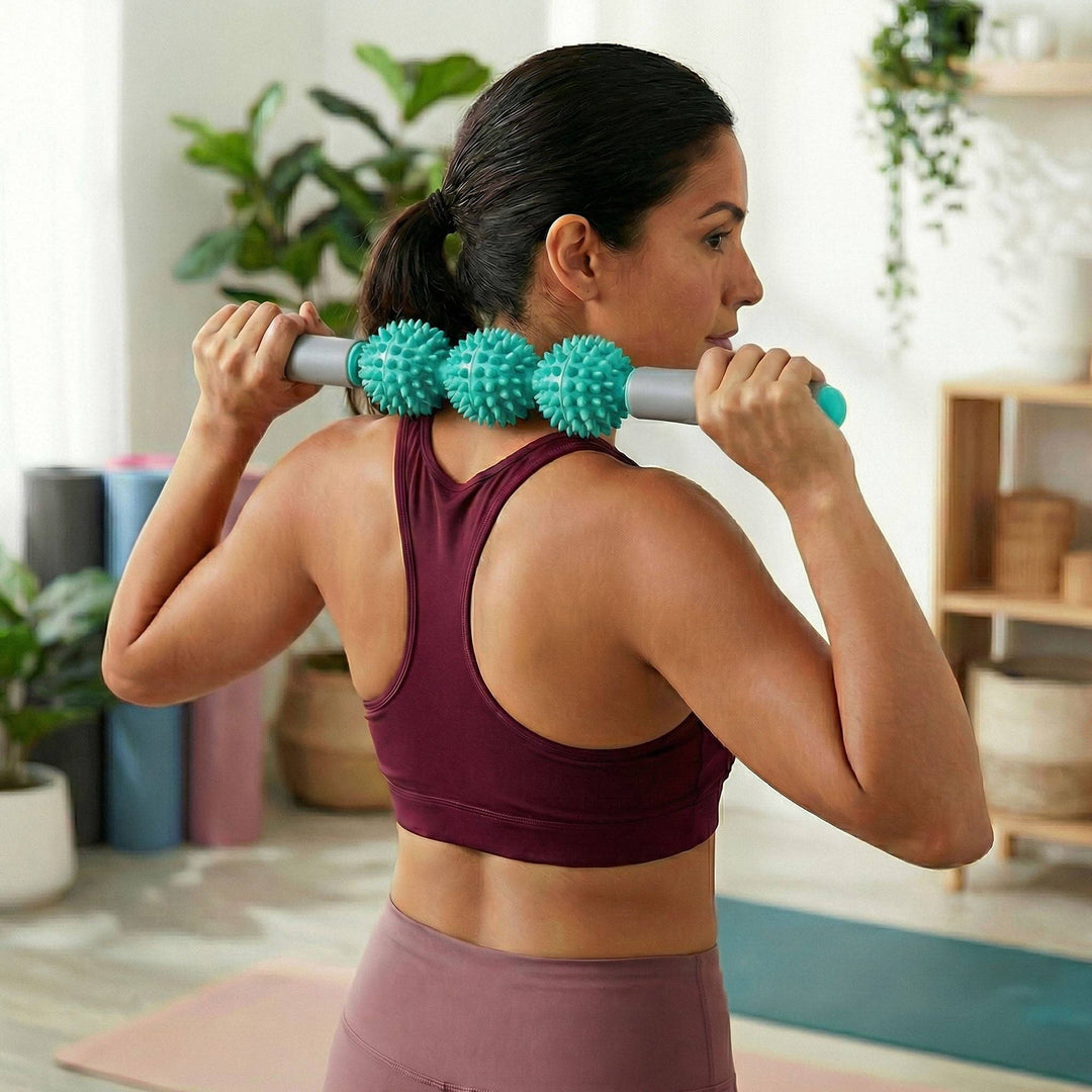 2-PC Handheld Massage Roller with Textured Therapy Balls for Deep Tissue Relief: Blue / One Size Fits Most