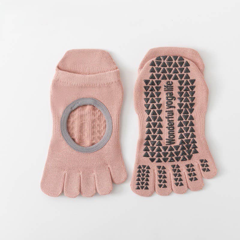 Non-Slip Five Toe Pilates Yoga Socks: Purple