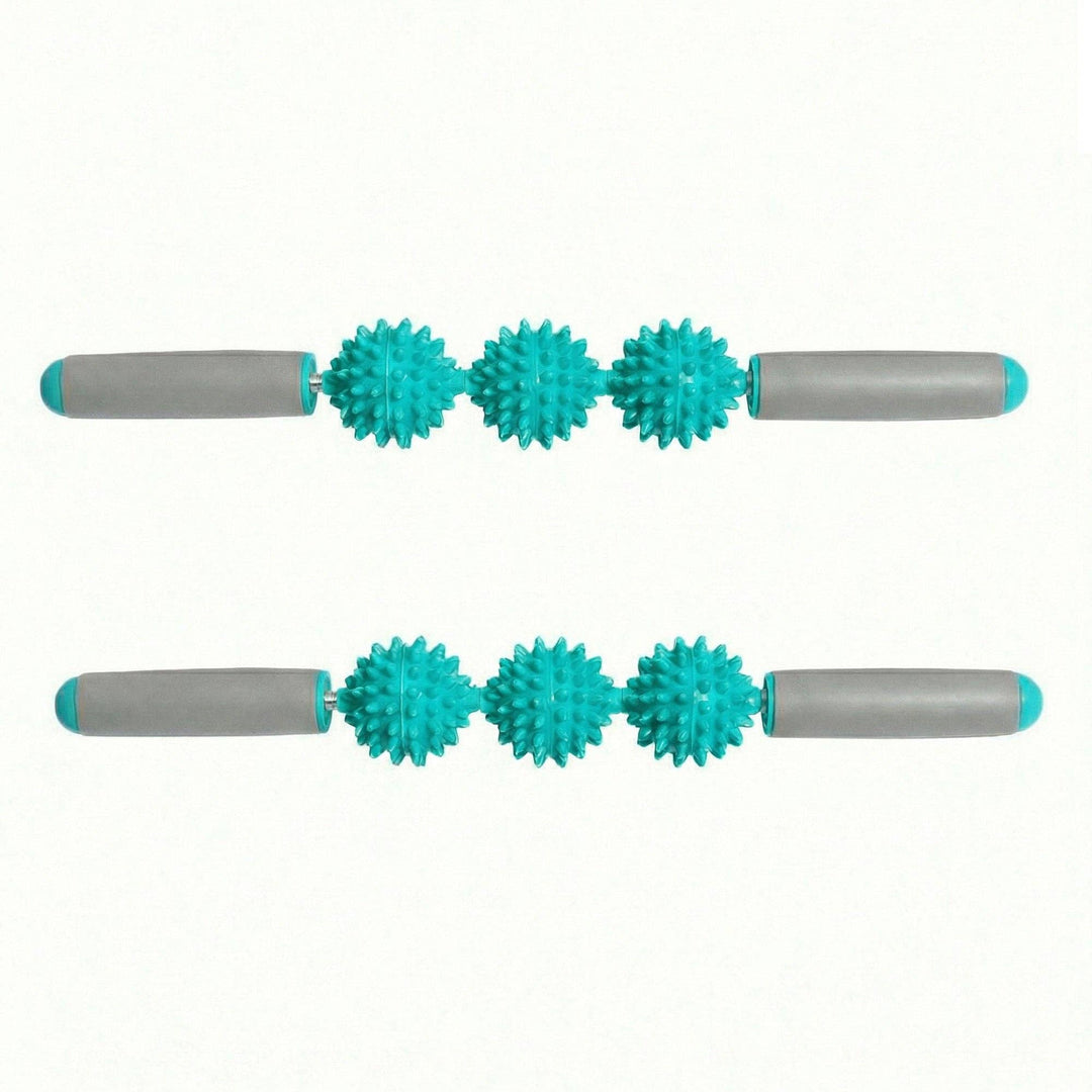 2-PC Handheld Massage Roller with Textured Therapy Balls for Deep Tissue Relief: Black / One Size Fits Most