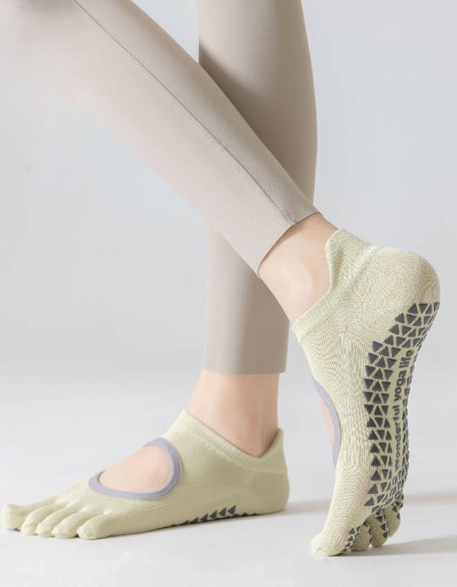Non-Slip Five Toe Pilates Yoga Socks: Blue