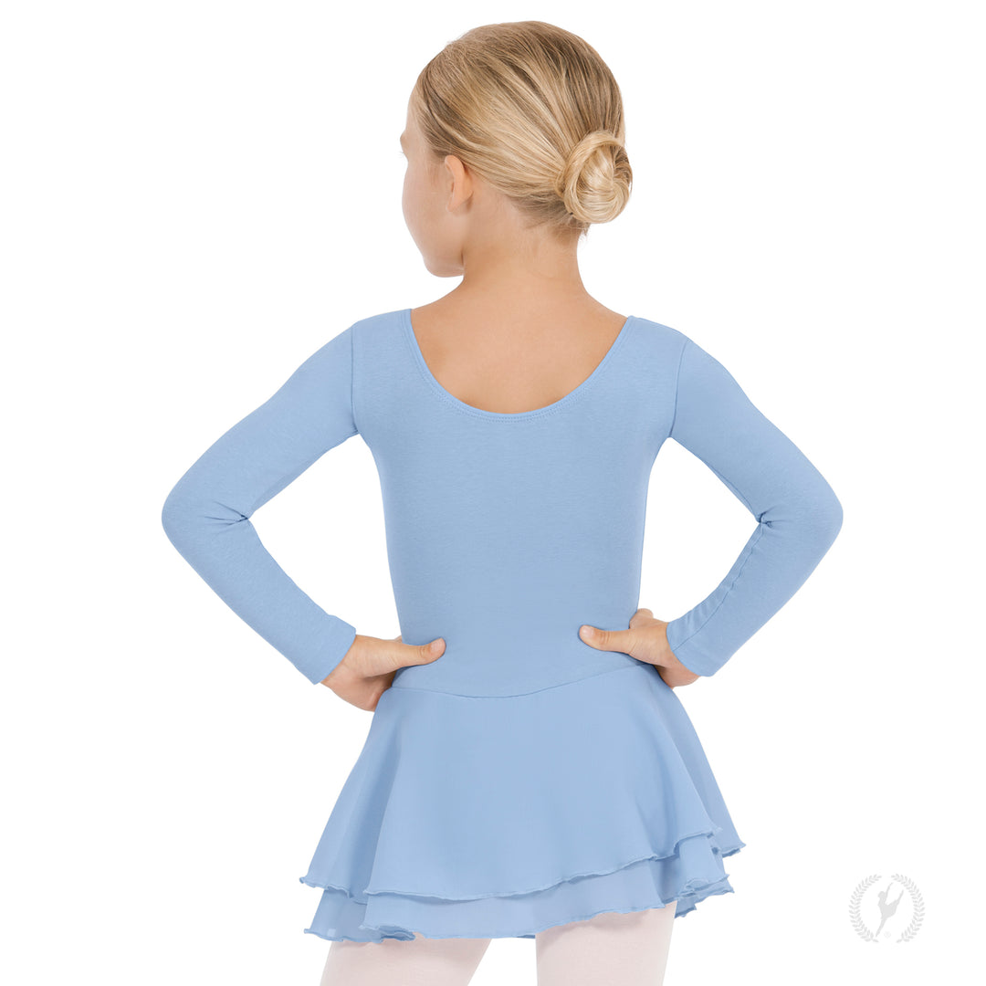 Eurotard Long Sleeve Cotton Leotard Dress with Chiffon Skirt - Child