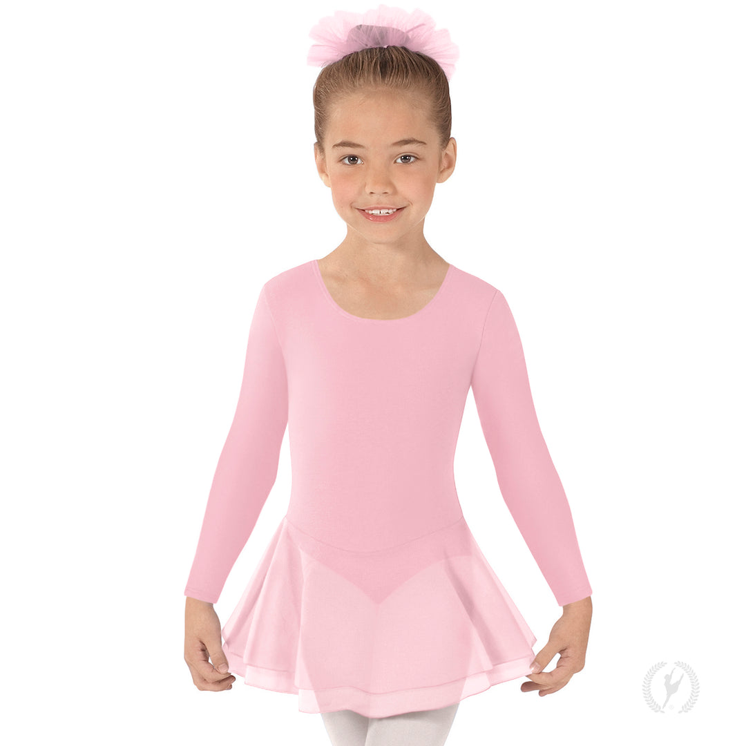 Eurotard Long Sleeve Cotton Leotard Dress with Chiffon Skirt - Child