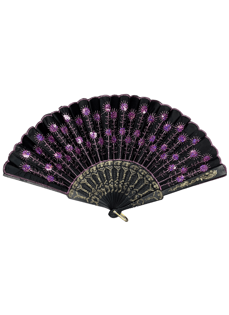 Hand Held Folding Dance Fan - Black, Red | DanceWear Corner