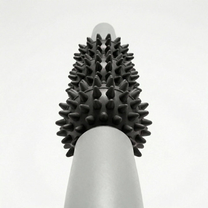 2-PC Handheld Massage Roller with Textured Therapy Balls for Deep Tissue Relief: Black / One Size Fits Most