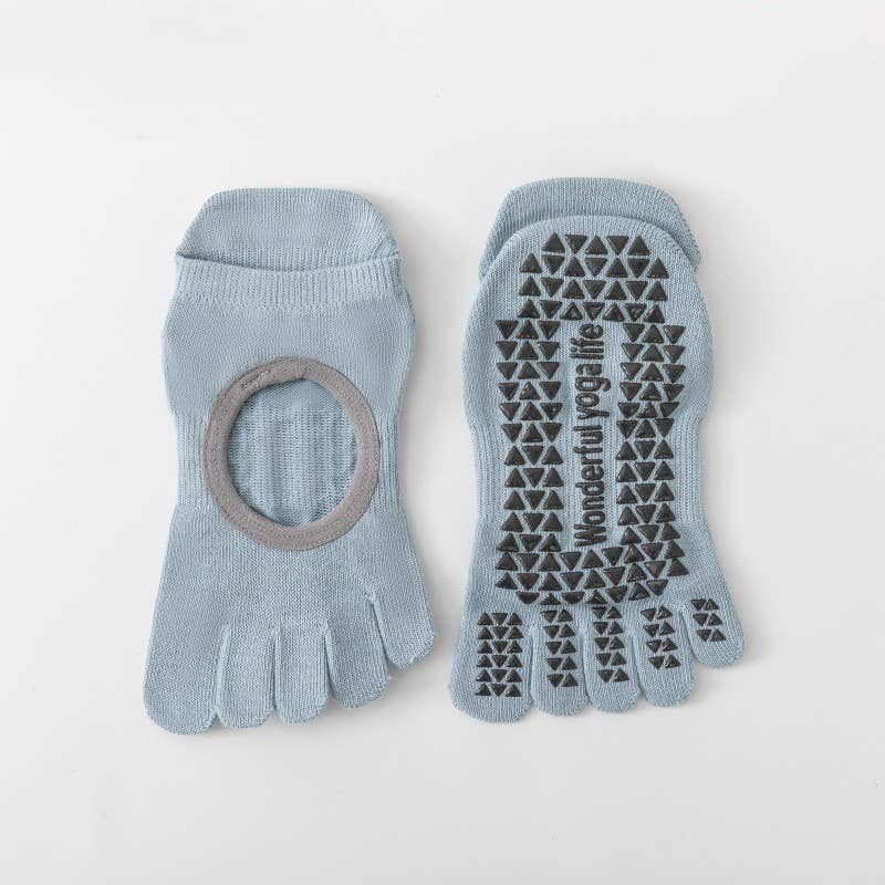 Non-Slip Five Toe Pilates Yoga Socks: Black
