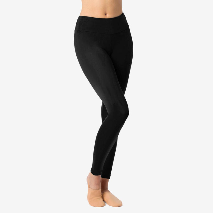 Black leggings worn by a person on a white background