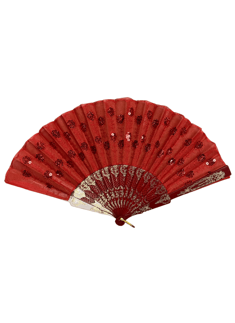 Hand Held Folding Dance Fan - Black, Red | DanceWear Corner