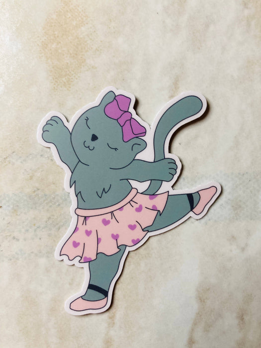 Kitty Ballerina Vinyl Sticker, 2.4" x 3": Retail Packaging