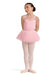 Young girl in a pink ballet outfit on a white background