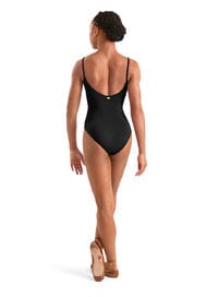 Person wearing a black swimsuit on a white background