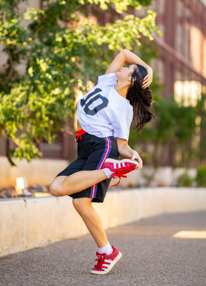 Dance on street in shorts and tshirt