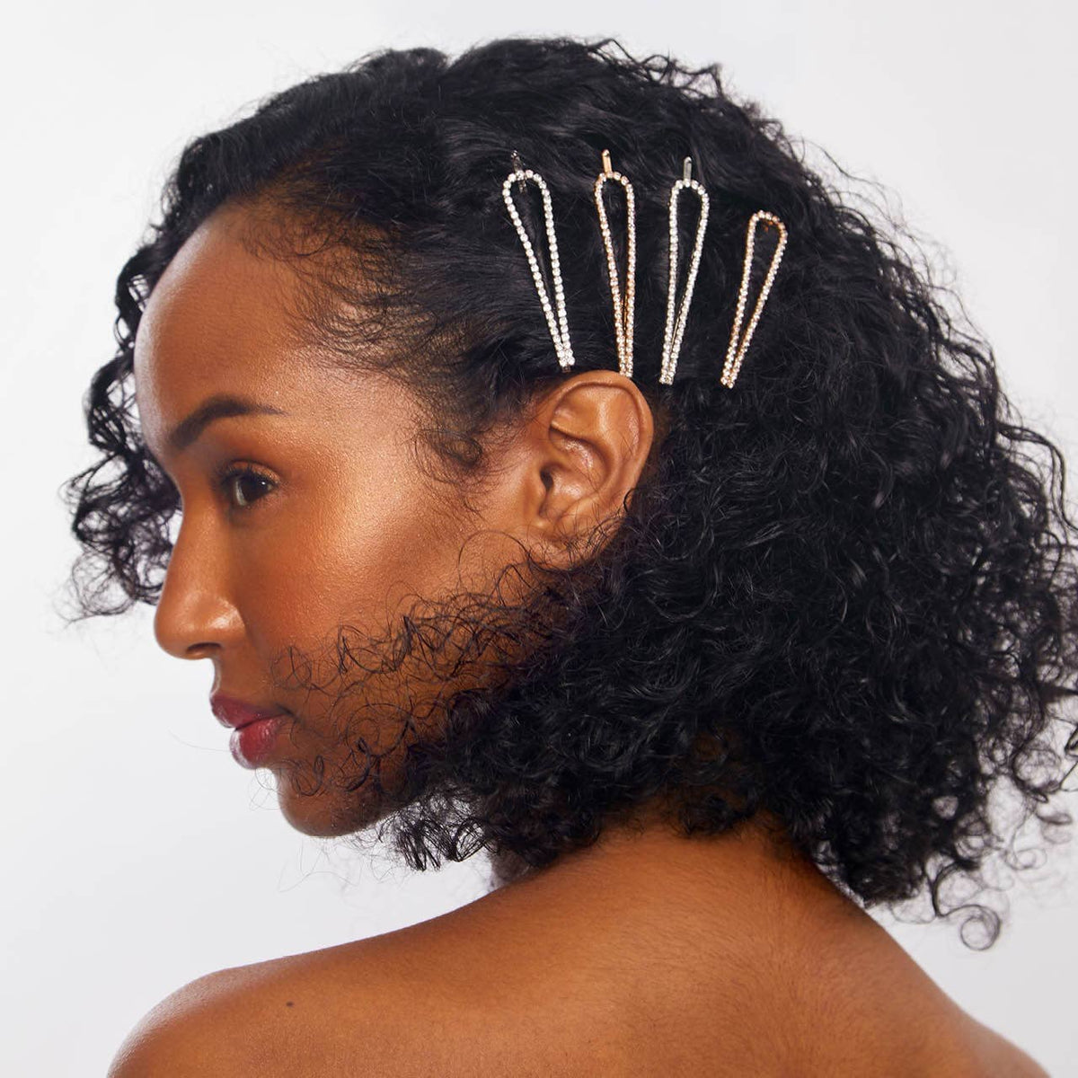 NADRI Wrapped Pave Bobby Hair Pin???Exquisite! Velvet and rhinestone accents Set of 4 Dainty Crystal Rhinestone Bobby Pins | Hair Grip  main image 3