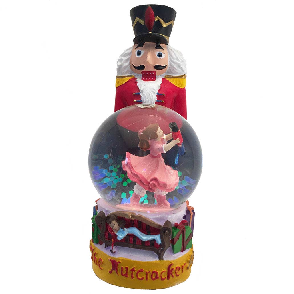 Nutcracker Figurine with Clara Mini Snow Globe