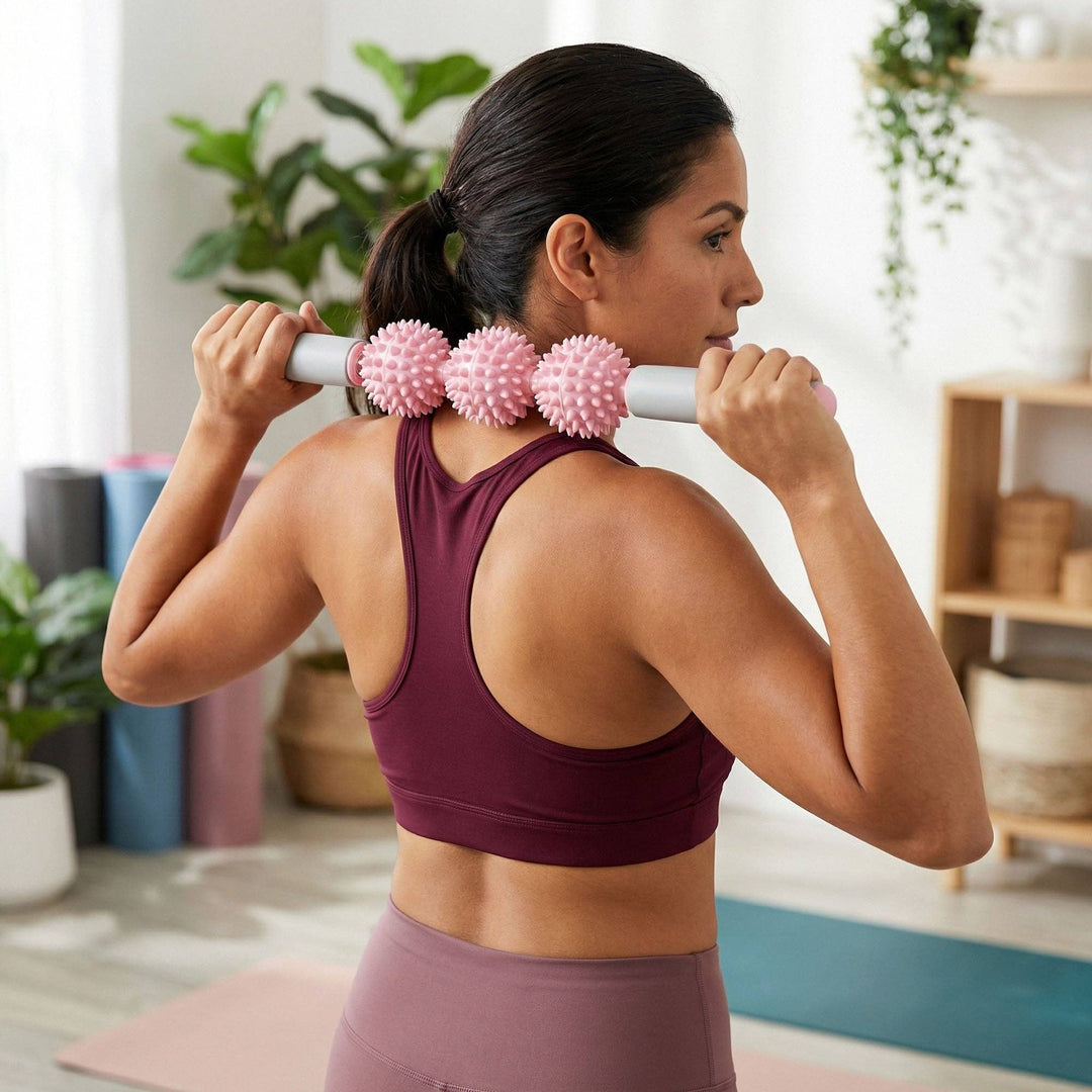 2-PC Handheld Massage Roller with Textured Therapy Balls for Deep Tissue Relief: Purple / One Size Fits Most