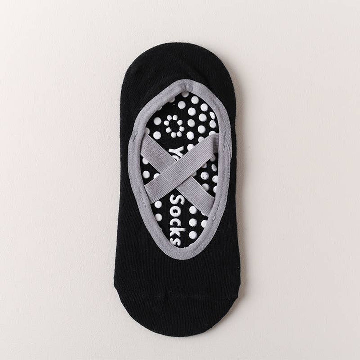 Cross Strap Grip Pilates Ballet Socks: Black