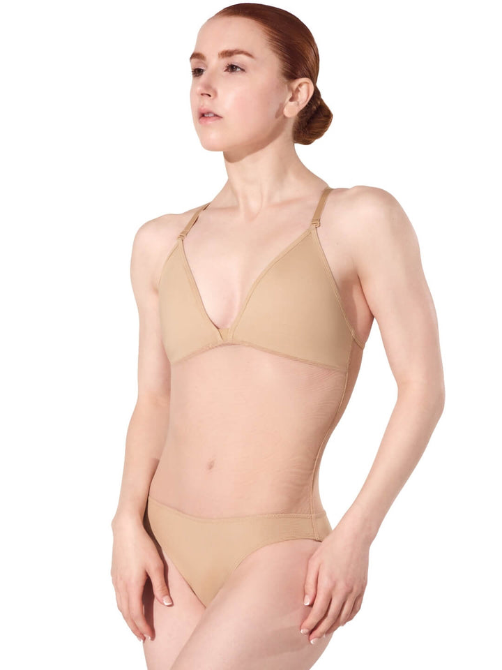 Capezio Plunge Neck Mesh Midriff Leotard - Adult