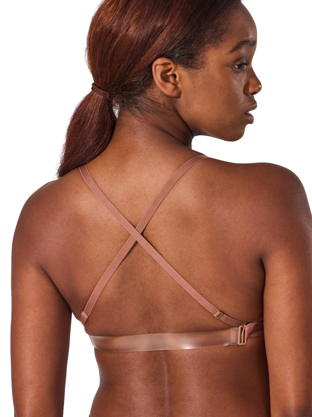 Deep Neck Clear Back Bra