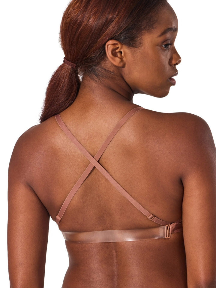 Deep Neck Clear Back Bra