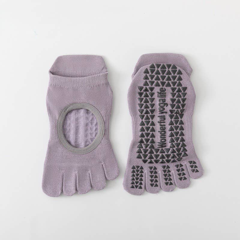 Non-Slip Five Toe Pilates Yoga Socks: Purple