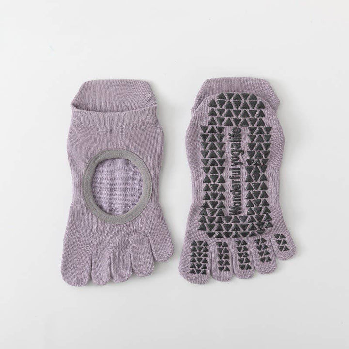 Non-Slip Five Toe Pilates Yoga Socks: Purple