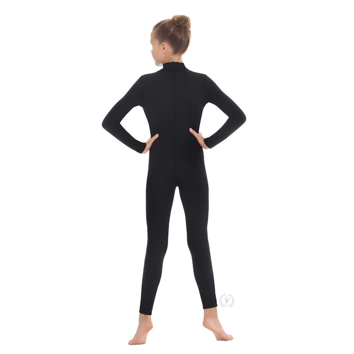 Eurotard Girls Zipper Back Mock Neck Long Sleeve Leotard in Tactel Microfiber