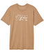 Brown t-shirt with a graphic design on a white background