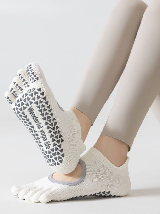 Non-Slip Five Toe Pilates Yoga Socks: Purple