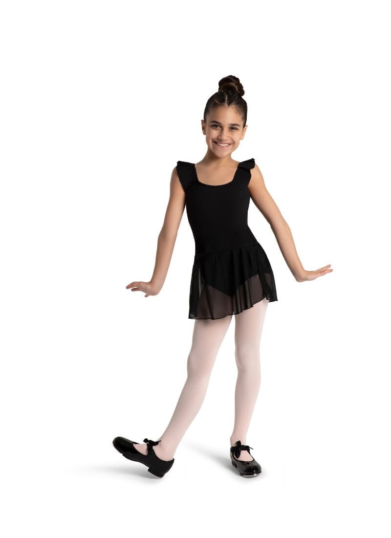 Capezio 12071C Aurora Ruffle Sleeve Dress Black - Front
