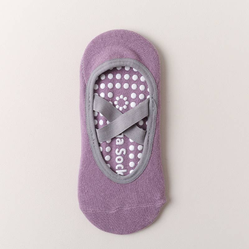 Cross Strap Grip Pilates Ballet Socks: Black