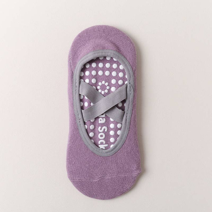 Cross Strap Grip Pilates Ballet Socks: Gray