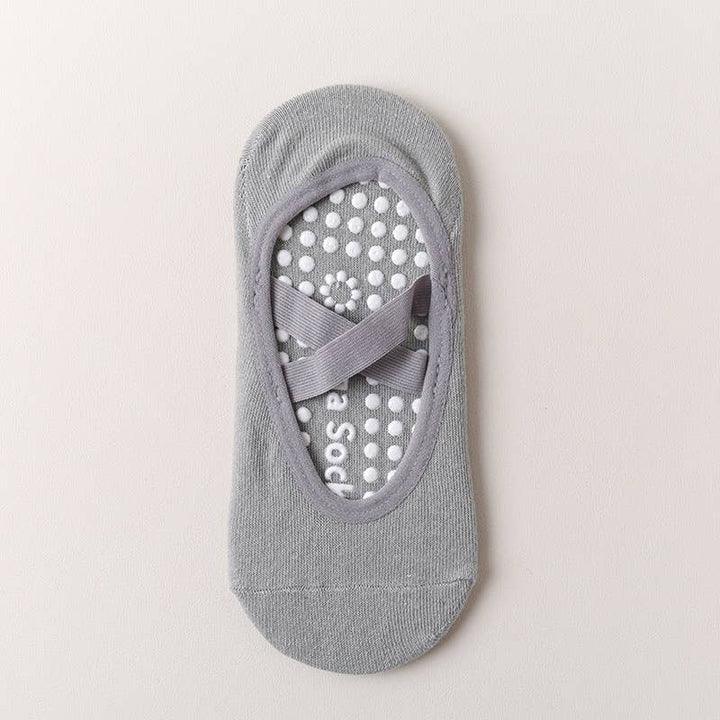 Cross Strap Grip Pilates Ballet Socks: Purple