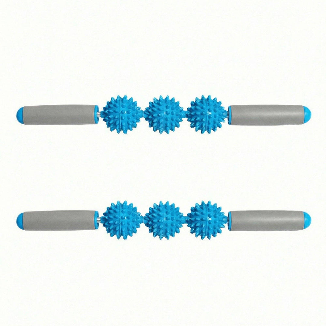 2-PC Handheld Massage Roller with Textured Therapy Balls for Deep Tissue Relief: Blue / One Size Fits Most