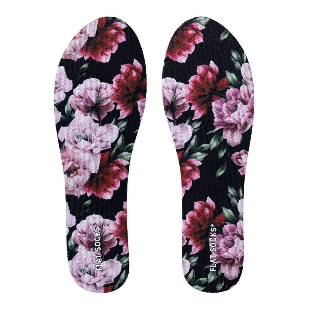 Floral patterned socks on a white background
