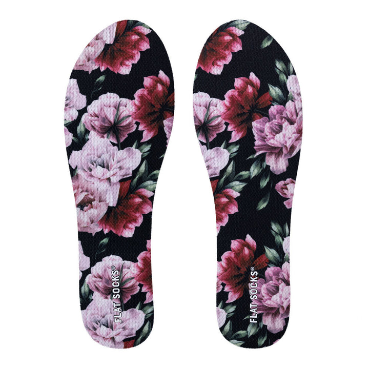 Floral patterned socks on a white background