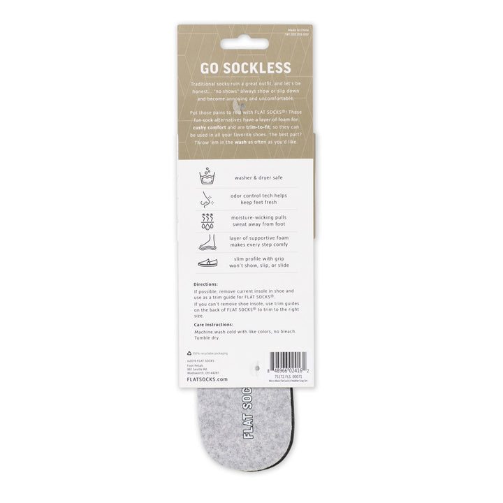 Insole packaging with text and icons on a white background