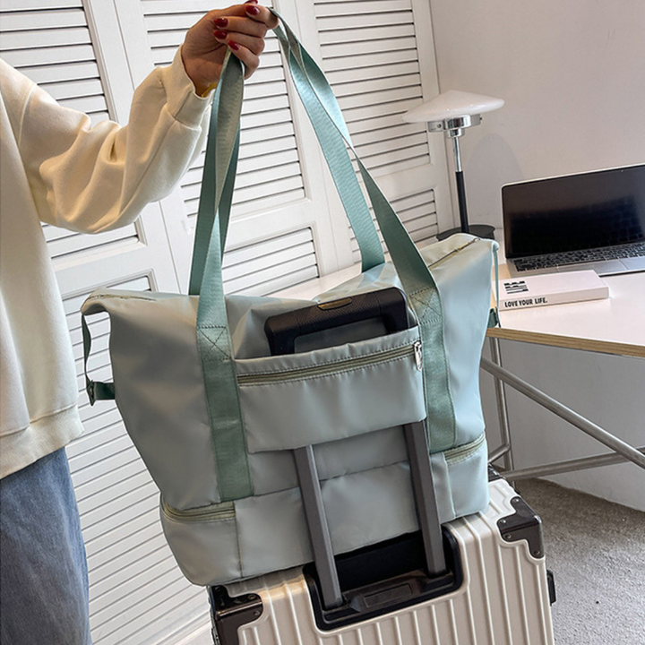 Large Capacity Bottom Zippered Compartment Handle Bag: Pink / One Size