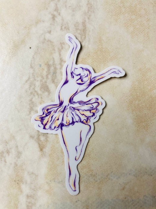 Tiny Line Drawing Ballerina Vinyl Sticker, 1.77" x 3".: Retail Packaging