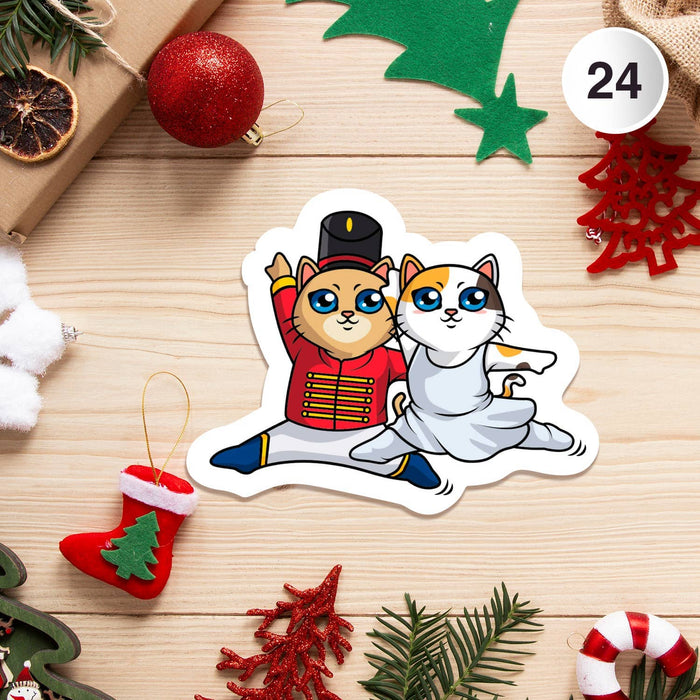 Paw De Deux Nutcat Nutcracker Sticker, 3" x 2.4: Retail Packaging