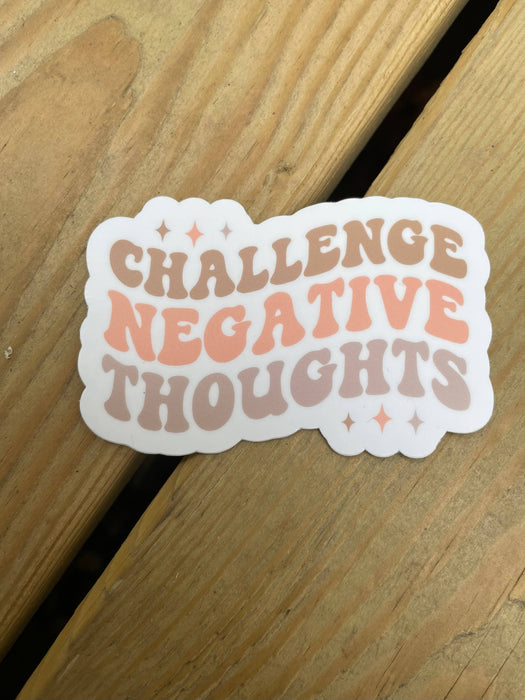 Challenge Negative Thoughts Vinyl Sticker, 3" x 2": Retail Packaging