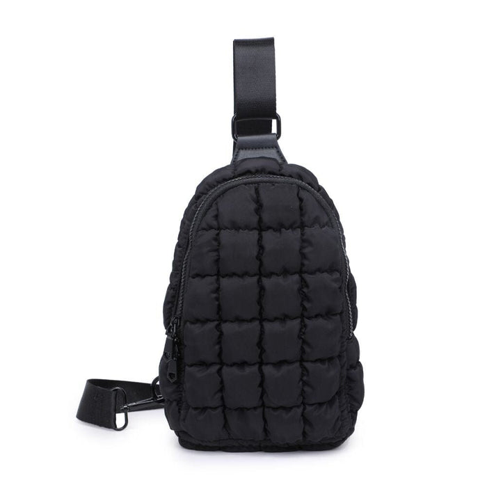 Rejuvenate - Quilted Nylon Sling Backpack - Black