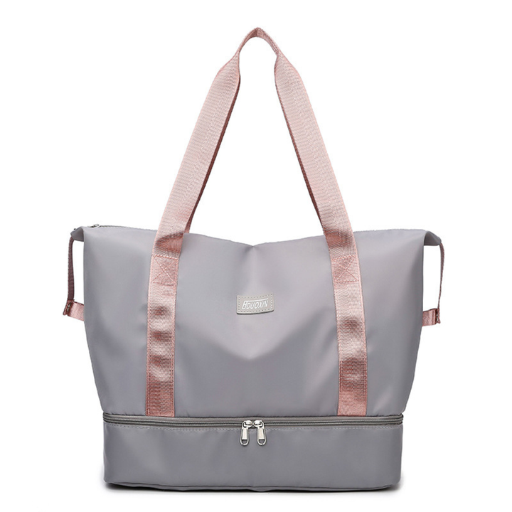 Large Capacity Bottom Zippered Compartment Handle Bag: Light Green / One Size