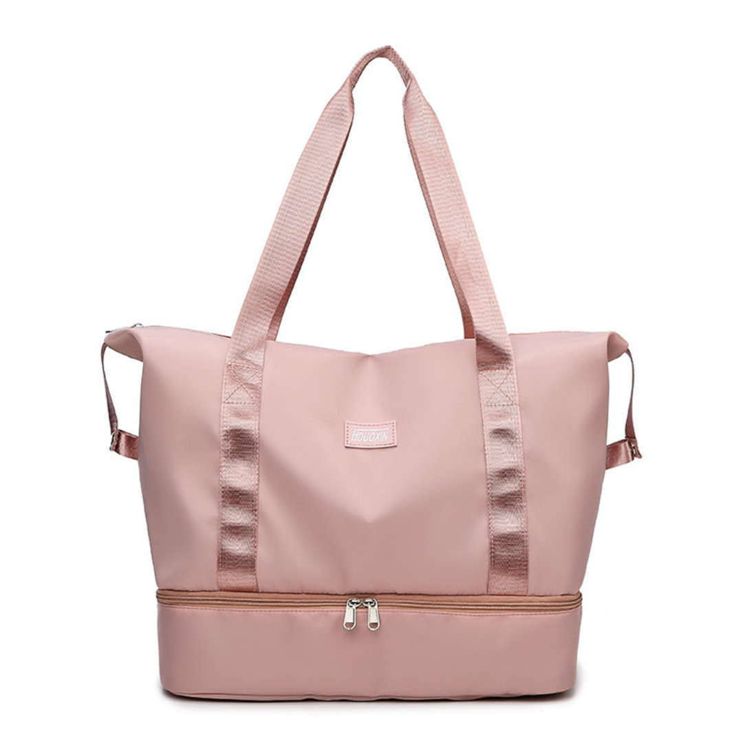 Large Capacity Bottom Zippered Compartment Handle Bag: Light Gray / One Size