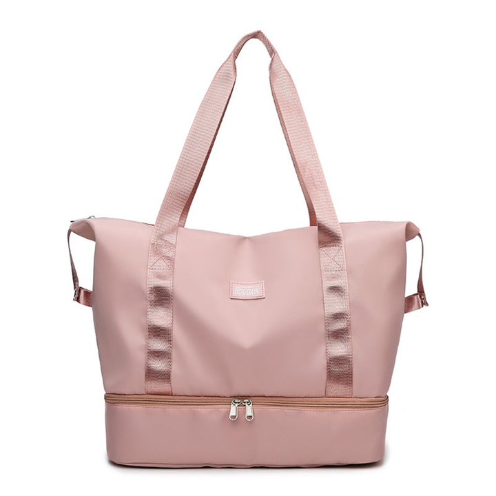 Large Capacity Bottom Zippered Compartment Handle Bag: Light Gray / One Size
