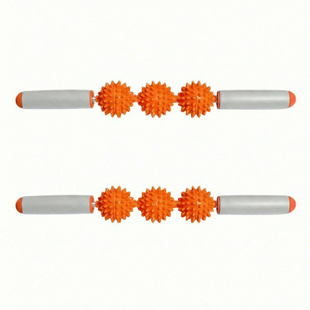 2-PC Handheld Massage Roller with Textured Therapy Balls for Deep Tissue Relief: Pink / One Size Fits Most