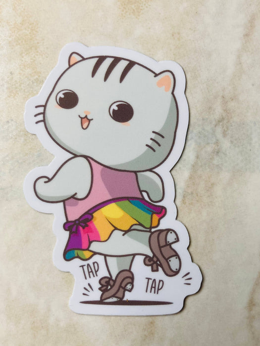 Tap Kitty Dance Vinyl Sticker, 1.98" x 3": Retail Packaging